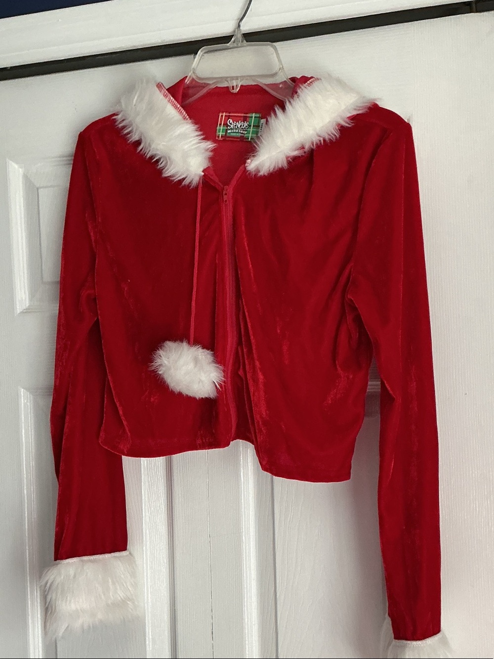 Spencer's Red Hooded Jacket with White Faux Fur Trim